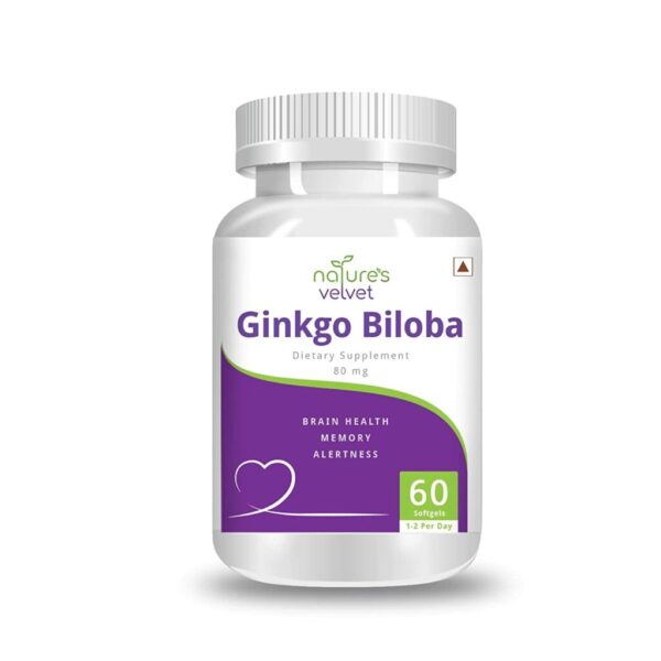 Natures Velvet Lifecare Ginkgo Biloba Extract 80mg, 60 Capsules For memory boost, healthy brain function