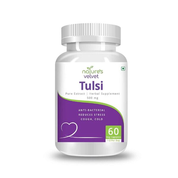 Natures Velvet Lifecare Tulsi/Tulasi/Basil Pure Extract 500 mg, 60 Veggie Capsule For immune system, stress