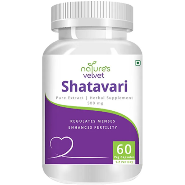 Natures Velvet Pure extract shatavari 500mg - 60 Capsules For fertility and vitality, lactation, menstrual pain