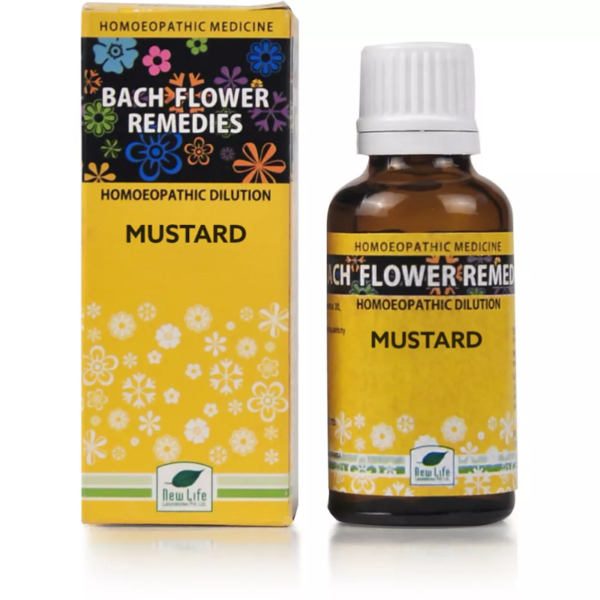 New Life Bach Flower Mustard (30ml) For Depression, sadness for No Reason, crying