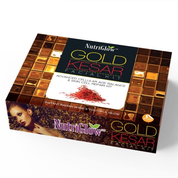 NutriGlow Gold Kesar Facial Kit 250g + 10ml 6-Pieces Skin Care/Skin Cleanup Set | Prevents from Anti Aging