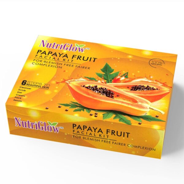 NutriGlow Papaya Facial Kit 250gm + 10ml for Blemish Free, Glowing and Fairer Skin, Hydrated & Brightening Fresh Looking Skin