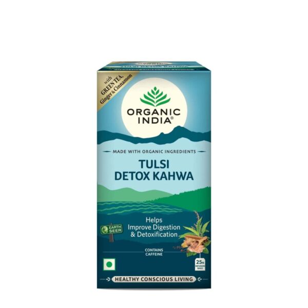 ORGANIC INDIA Tulsi Detox Kahwa 25 IB - 25 Tea Bags For Digestion and Detoxification, Cold Relief