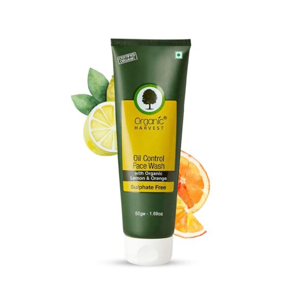 Organic Harvest Face Wash -100gm For Oil Control with Lemon and Orange Extract, Paraben and Sulphate Free