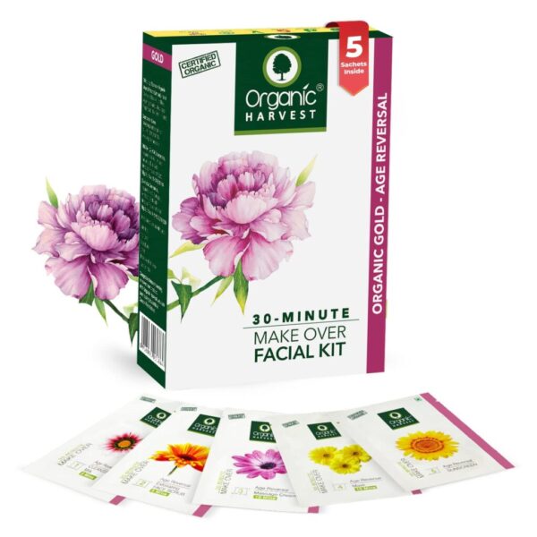 Organic Harvest Gold Age Reversal Make Over Facial Kit - 50g For Women, Rejuvenating Skin Cells, Fine Lines