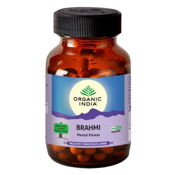 Organic India Brahmi Veg Capsule 60 vegicaps for Stress, Memory Decline, paralysis