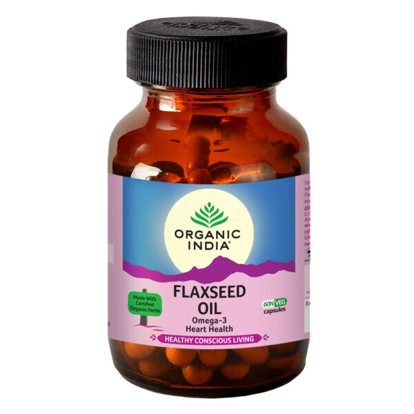 Organic India Flaxseed Oil Capsule 60 vegicaps for high cholesterol, low immune states, dry eyes, joint pain