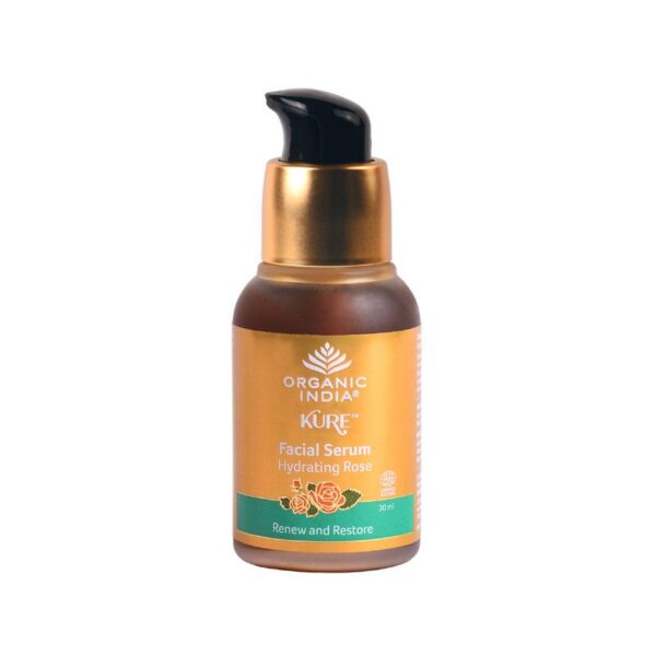 Organic India Kure Facial Serum Hydrating Rose 25 ml for wrinkles, dull skin, dark spot