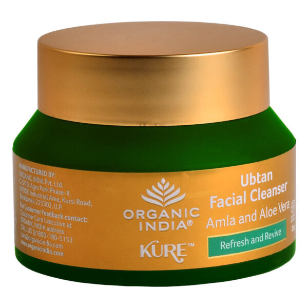 Organic India Kure Ubtan Facial Cleanser Amla and Aloe Vera 25 gm for remove dead skin, makeup remover