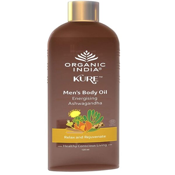 Organic India Energising Ashwagandha Kure Men's Body Oil 120 ml for relieves stress