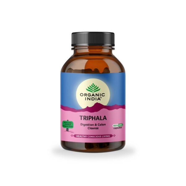 Organic India Triphala Veg Capsule 180 vegicaps for delaying aging, maintaining skin health, preventing premature greying of hairs and hair fall