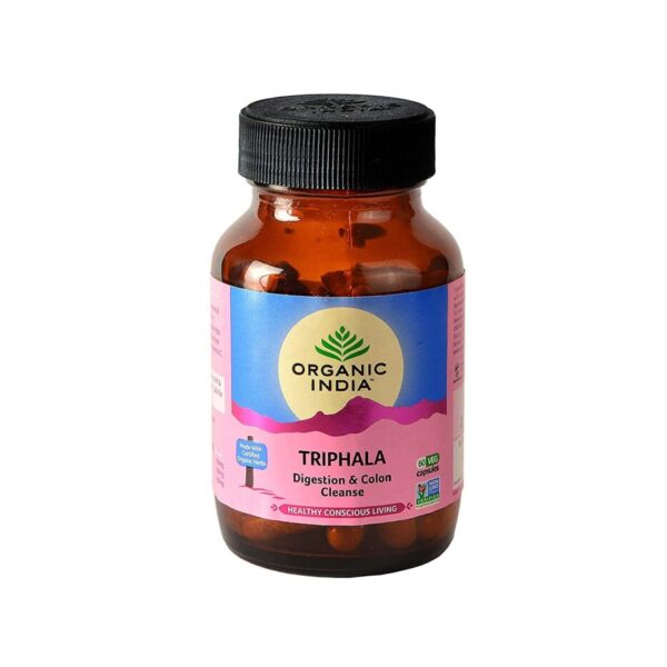 Organic India Triphala Veg Capsule 60 vegicaps for delaying aging, maintaining skin health, preventing premature greying of hairs and hair fall