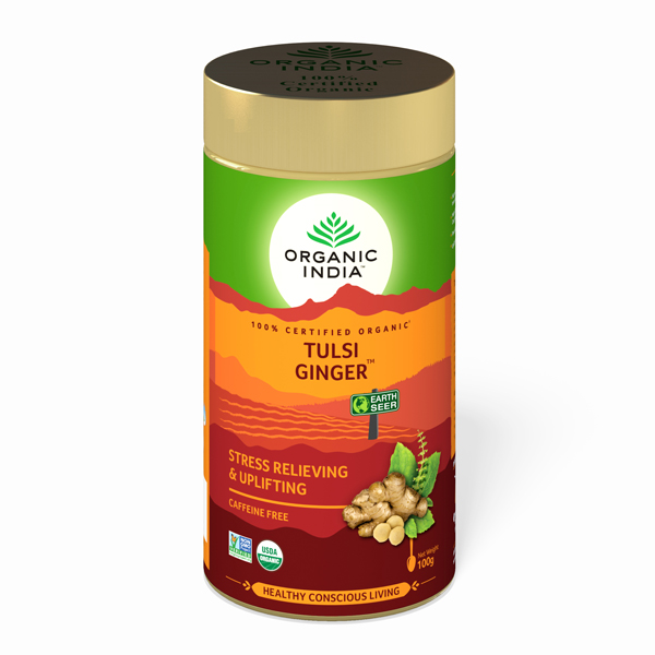 Organic India Tulsi Ginger Tea 100 gm for stress, Improves digestion and metabolism