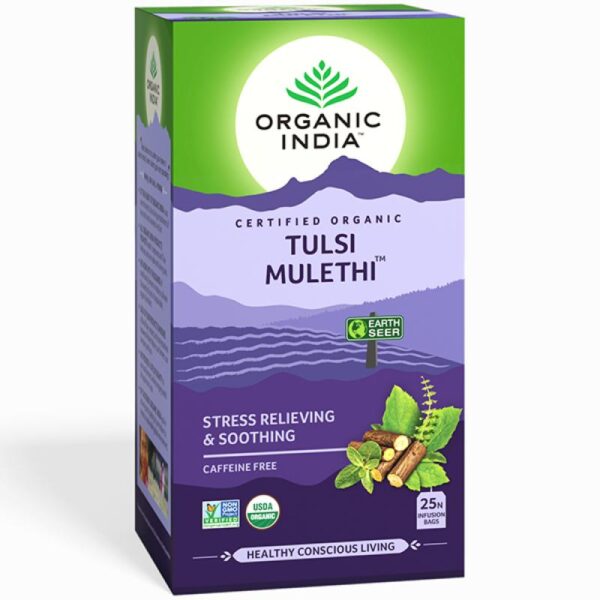 Organic India Tulsi Mulethi Tea 25 tea bags for reducing weight, boost the stamina level, maintain skin health