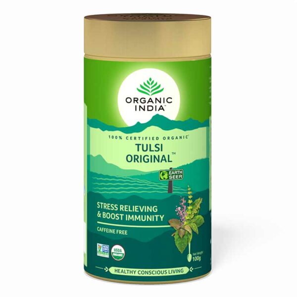 Organic India Tulsi Original Tea 100 gm for anti-stress, Improves digestion and metabolism