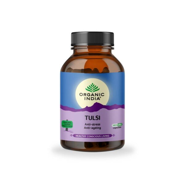 Organic India Tulsi Veg Capsule 180 vegicaps for fight acne, diabetes, stress, fever