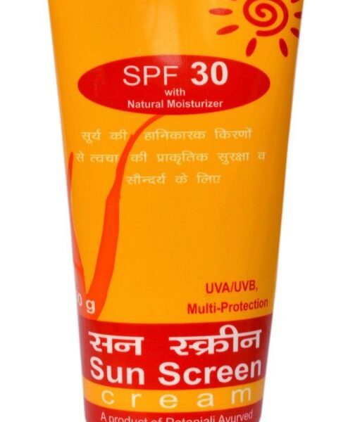 Patanjali Sun Screen Cream SPF 30 UVA / UVB Multi - Protection - 50 gm, Damage Rejuvenates, Protects from sun