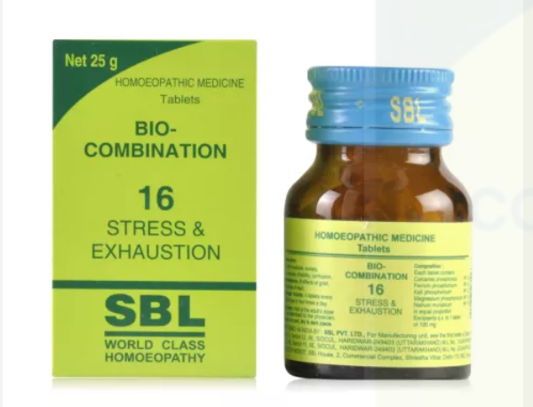 SBL Homeopathic Bio Combination 16 ( BC 16) Tablets 25gm for relieving pain joint pain depression anxiety