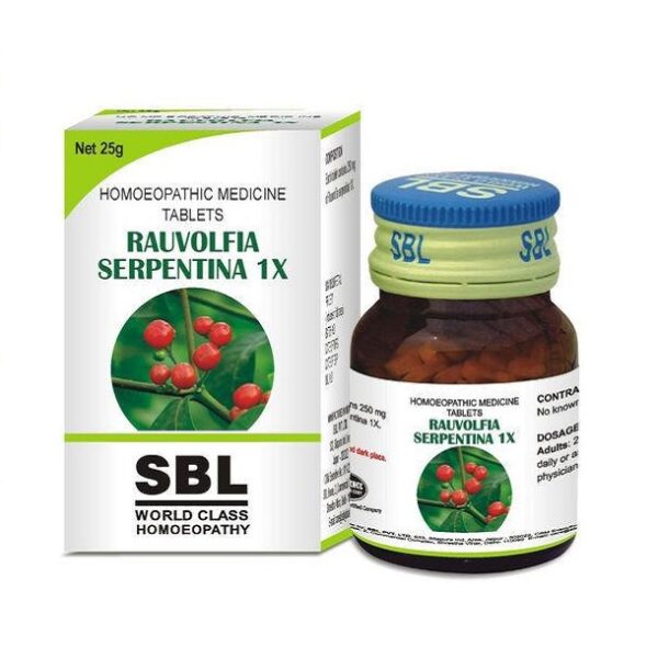 SBL Rauwolfia Serpentina 1X Tablets (25g) For Blood Pressure, Palpitations, Irritability, Restlessness