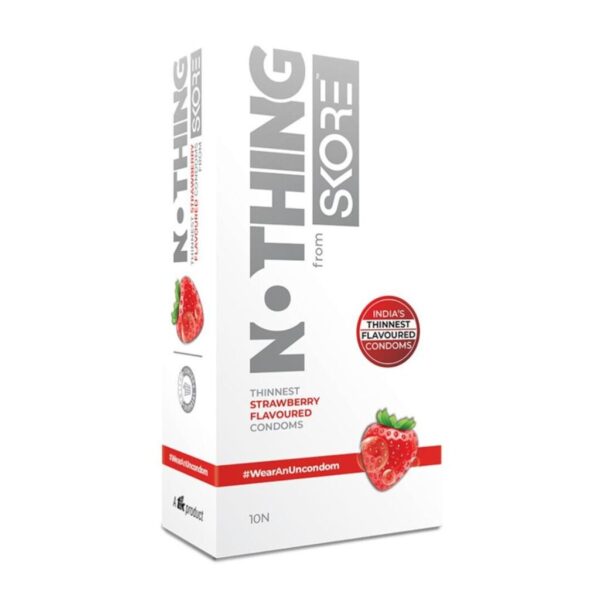 Skore Nothing Thinnest Pleasure Strawberry Flavored Condoms, (10pcs)