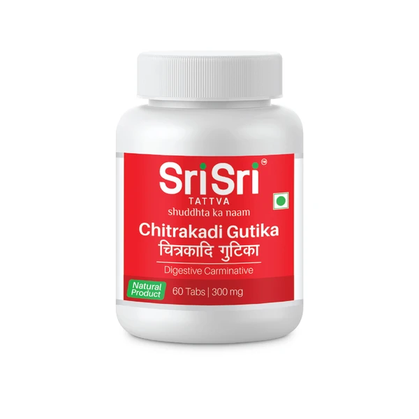 Sri Sri Tattva Ayurvedic Chitrakadi Gutika - Digestive Carminative, 60 Tablets | 300mg for digestive weakness, piles, constipation, cough, muscular pains