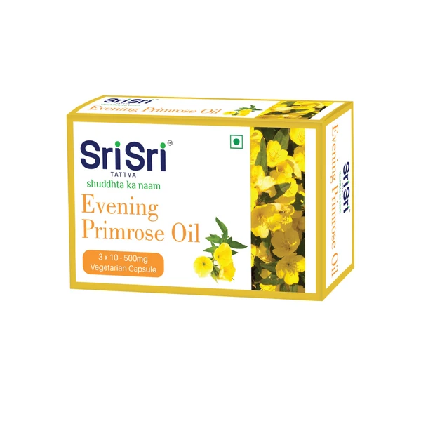 Sri Sri Tattva Ayurvedic Evening Primrose Veg Oil Capsules - For Skin Allergie Dryness 15g for skin inflammation throat