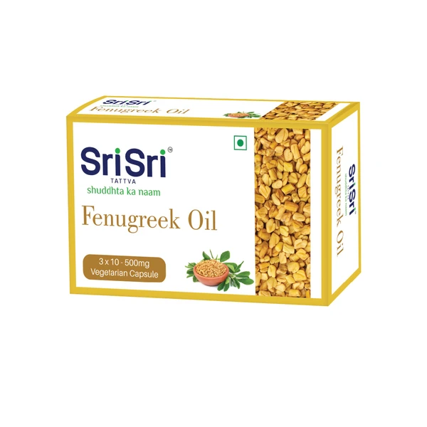 Sri Sri Tattva Ayurvedic Fenugreek Veg Oil Capsules 30 capsules for eczema skin inflammation improving heart health