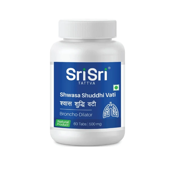 Sri Sri Tattva Ayurvedic Shwasa Shuddhi Vati 60 Tablets | 500mg for Cough, runny nose, sneezing