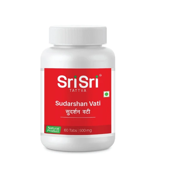 Sri Sri Tattva Ayurvedic Sudarshan Vati - Fever liver Disorders 60 Tabs | 500mg for headache