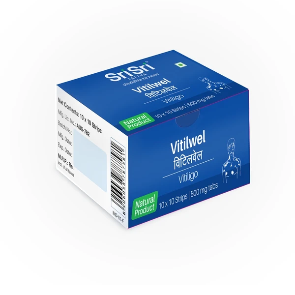Sri Sri Tattva Ayurvedic Vitilwel - Vitiligo 500mg For repigmenting, depigmented patches
