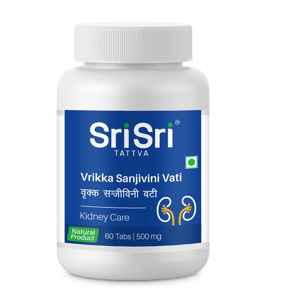 Sri Sri Tattva Ayurvedic Vrikka Sanjivini Vati - Kidney Care 60 Tablets | 500mg for kidney, kidney stone, Painful micturition tract infections