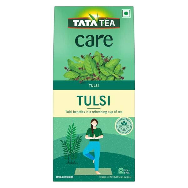 Tata Tea Care Tulsi 25 Tea Bags For everyday wellness | Goodness of Tulsi | Herbal Infusion Green Tea