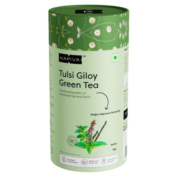 Kapiva Tulsi Giloy Green Tea 100 Gms for immunity-boosting, purifies the blood