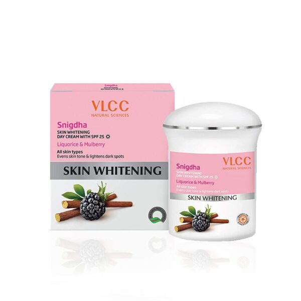 VLCC Snighdha Skin Whitening Day Cream, SPF 25 50g for WHITENING, BRIGHTENING, LIGHTENS SPOTS, PROTECTS FROM SUN DAMAGE