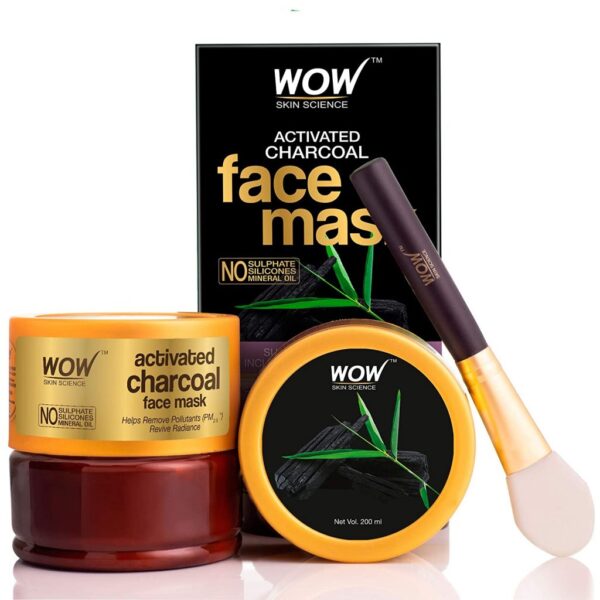 WOW Activated Charcoal Face Mask with PM 2.5 Anti-Pollution Shield No Parabens & Mineral Oil Wash Off Face Mask - 200 ml
