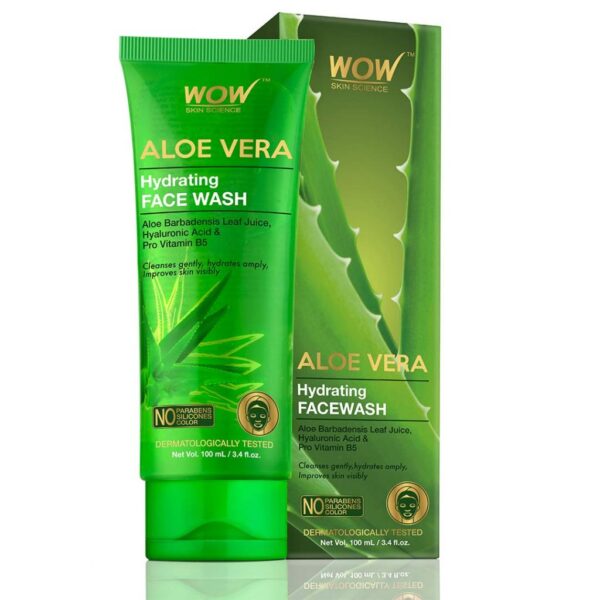 WOW Skin Science Aloe Vera with Hyaluronic Acid and Pro Vitamin B5 Hydrating Gentle Face Wash - 100 ml
