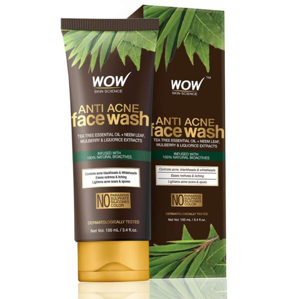 WOW Skin Science Anti Acne Face Wash - Oil Free - No Parabens, Sulphate, Silicones & Color - 100 ml
