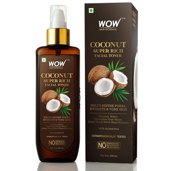 WOW Skin Science Coconut Super Rich Facial Toner for Hydrating & Toning Skin - For All Skin Types - No Parabens, Sulphate & Silicones - 200 ml
