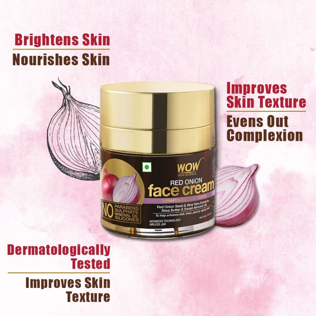 WOW Skin Science Red Onion Face Cream - Oil Free, Quick Absorbing - For All Skin Types - No Parabens, Silicones, Color, Mineral Oil & Synthetic Fragrance - 50 ml - Image 3
