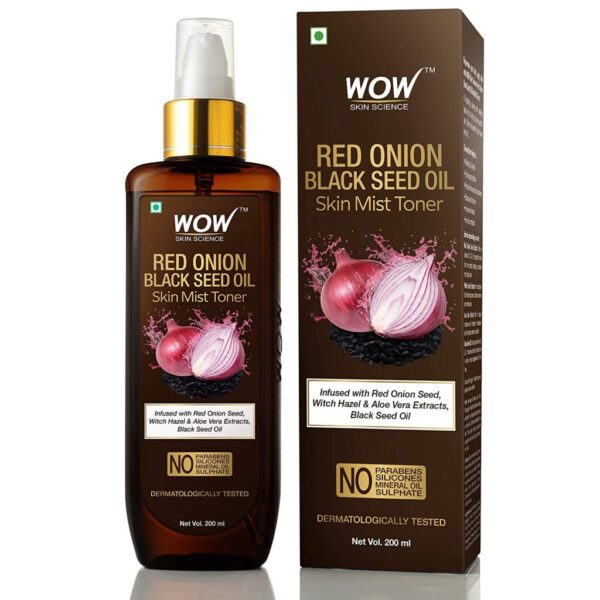 WOW Skin Science Red Onion Skin Mist Toner with Red Onion Seed, Witch Hazel & Aloe Vera Extracts, Black Seed Oil - For All Skin Types - Np Parabens, Silicones, Mineral Oil & Sulphate - 200 ml