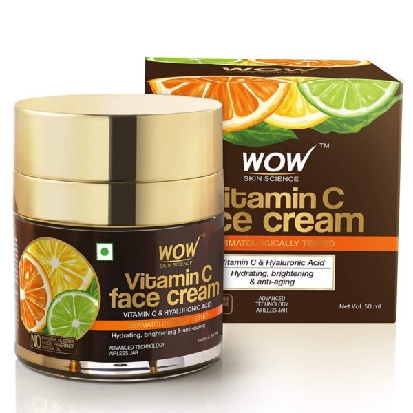 WOW Skin Science Vitamin C Face Cream - Oil Free, Quick Absorbing - For All Skin Types - No Parabens, Silicones, Color, Mineral Oil & Synthetic Fragrance - 50 ml