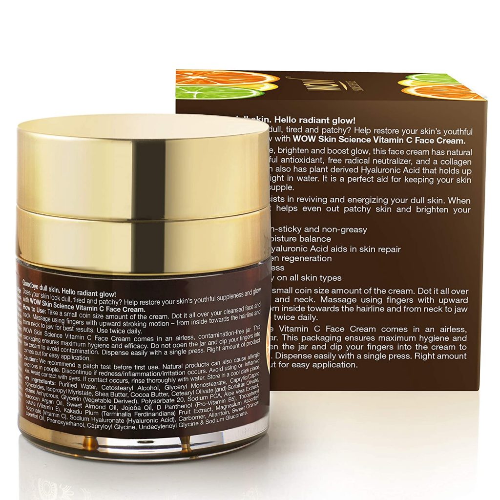 WOW Skin Science Vitamin C Face Cream - Oil Free, Quick Absorbing - For All Skin Types - No Parabens, Silicones, Color, Mineral Oil & Synthetic Fragrance - 50 ml - Image 3