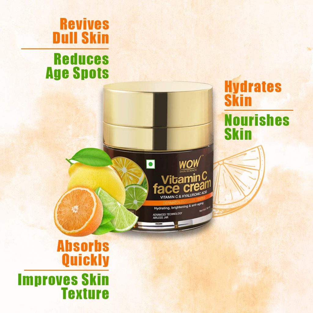 WOW Skin Science Vitamin C Face Cream - Oil Free, Quick Absorbing - For All Skin Types - No Parabens, Silicones, Color, Mineral Oil & Synthetic Fragrance - 50 ml - Image 4