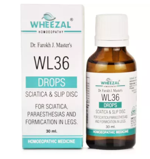 Wheezal Homeopathic WL36 Sciatica And Slip Disc Drop 30ml for Back Pain