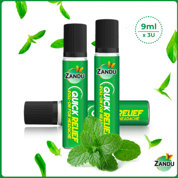 Zandu Headache Quick Relief Roll-On, 9 ml x 3 For headache relief