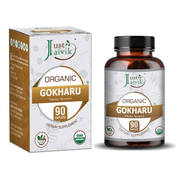 Just Jaivik Gokharu Tablets 750mg (90 Tablets) For Vitality, Immunity, Overall Health