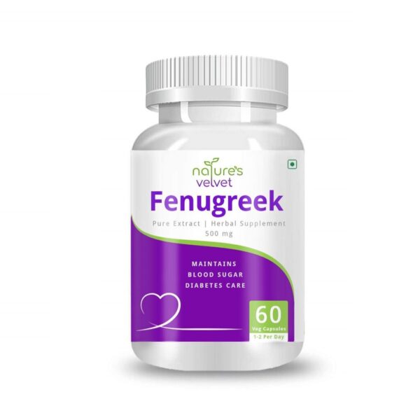 Nature's velvet Lifecare Fenugreek Pure Extract (500 mg), 60 veggie capsules For healthy blood sugar levels