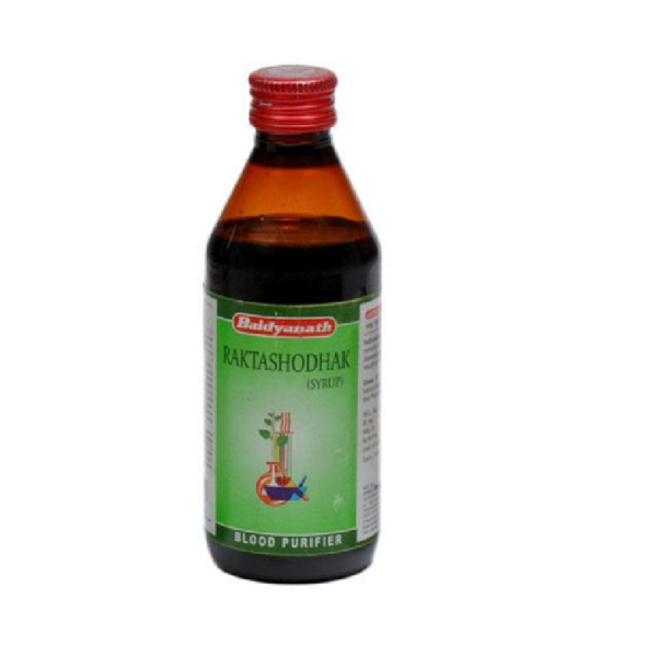 Baidyanath Raktashodhak Syrup (200ml) for skin infections, urticaria and pimples are treated