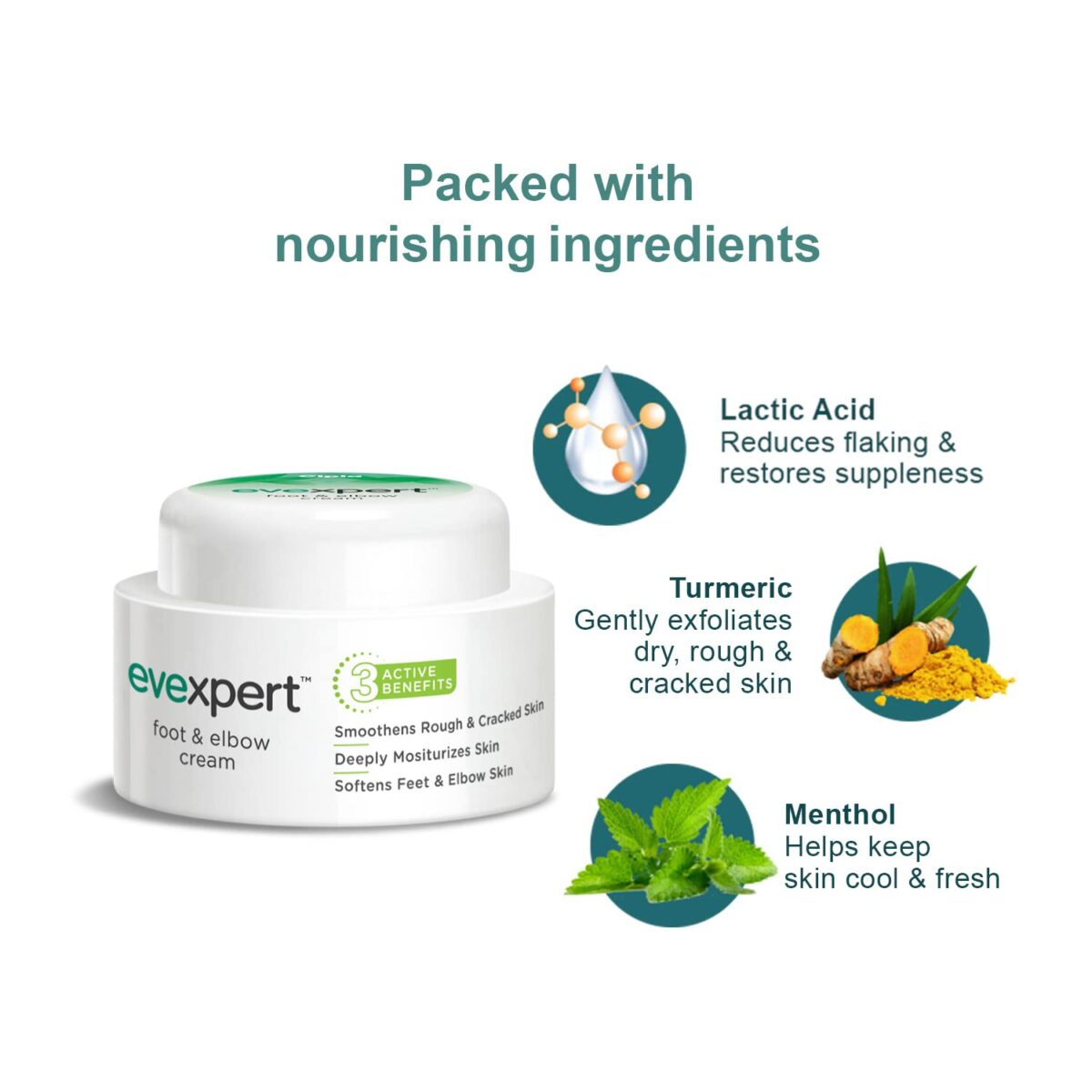 Cipla Evexpert Foot and Elbow Cream 50g | Deeply Moisturizes and Softens Feet & Elbow Skin | Infused with Goodness of Turmeric and Menthol - Image 4
