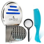 Akiara - Makes Life Easy Premium 3 Piece Lice Comb Kit - Lice and Nits Removal Comb with Fine Tooth and Magnifier Full Treatment Set Lice comb for hair.